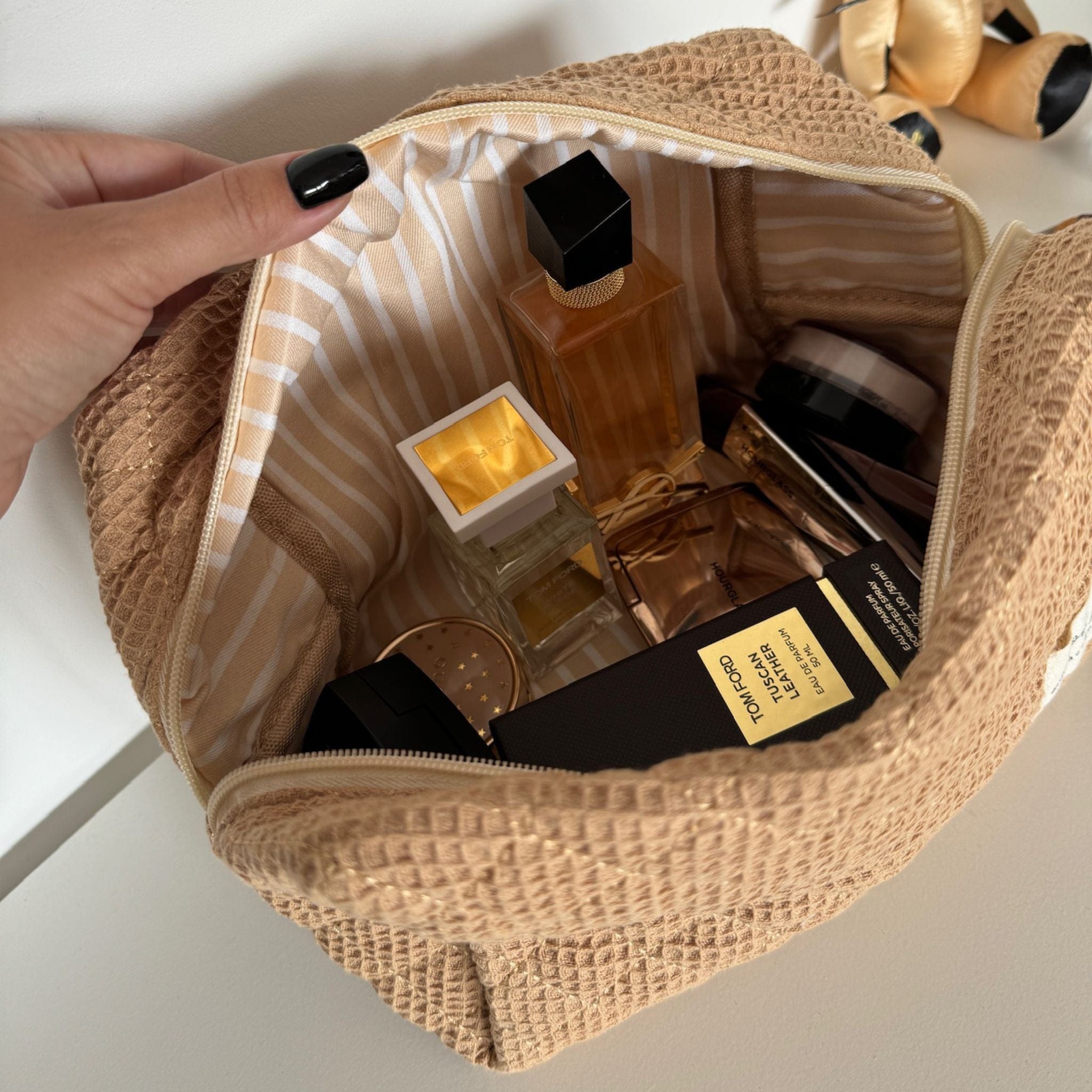 Moon Nude Waffle Large Makeup Bag